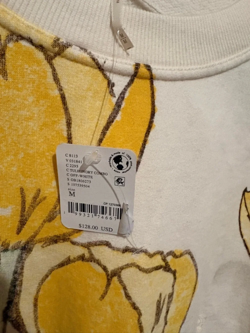 Free People Gaia Sweatshirt Medium Color: Tulip Ivory Combo NWT - Picture 5 of 6